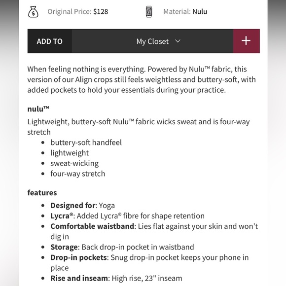 Lululemon Align High-rise with Pockets 23” Sable Copper size 6 - Picture 17 of 17